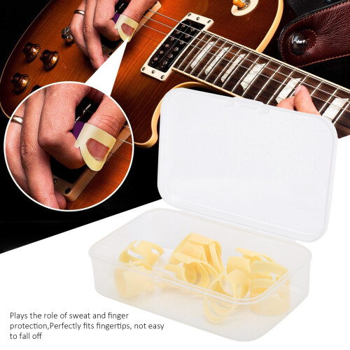 8Pcs ABS Finger Picks for Stringed Instruments, Beige, Sizes L 16mm & M 14mm 1