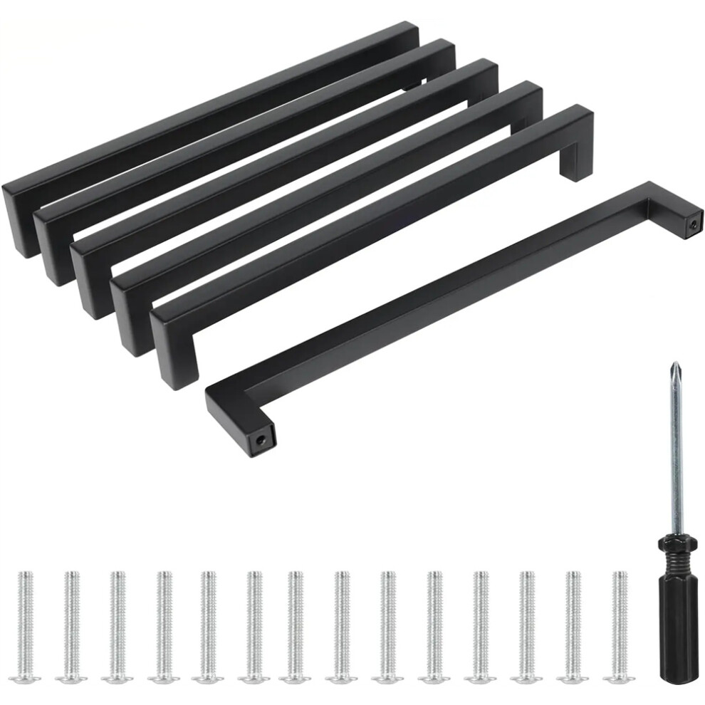 6Pcs Square Furniture Hardware Black Cabinet Handle 160Mm Stainless Steel Kitchen Door Knobs Cupboard Wardrobe Drawer Pulls 6935161544633