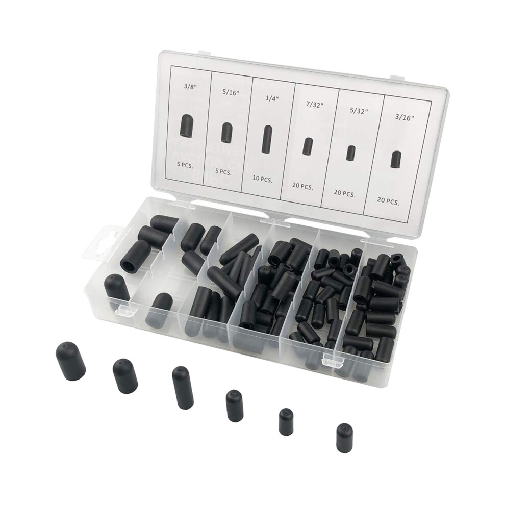 80Pcs/Set Durable Rubber Vacuum Cap Assortment Handy Packing Prevent Vacuum Leaks For Carburetor Manifold Leak Black 6935161543636