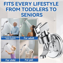 Adjustable Shower Head Holder with Strong Suction Cup,No Tools/Drill Installation,Heavy-Duty Suction,Adjustable Arm for Bathroom