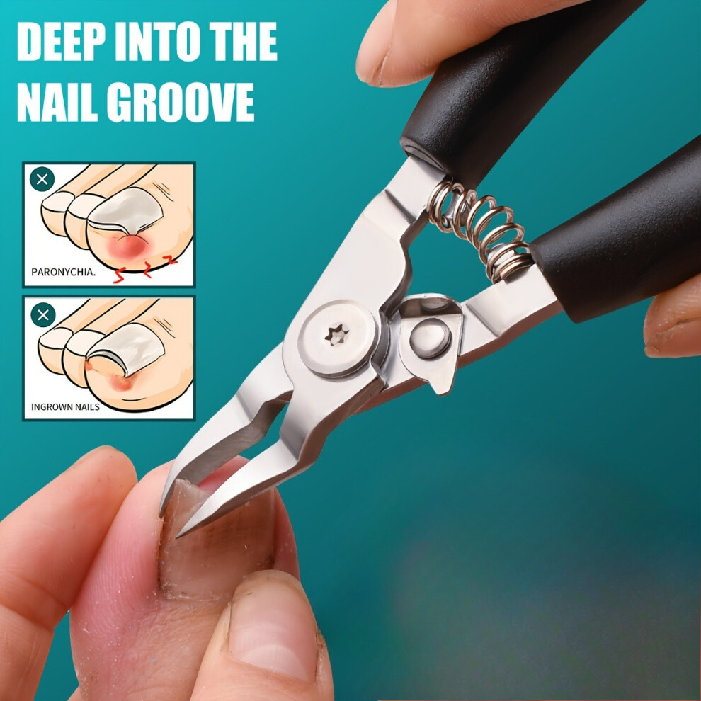 Stainless Steel Toenail Clippers for Thick & Ingrown Nails - Concave Edge Curved Blade, 30 Sharp Precision Trimming
