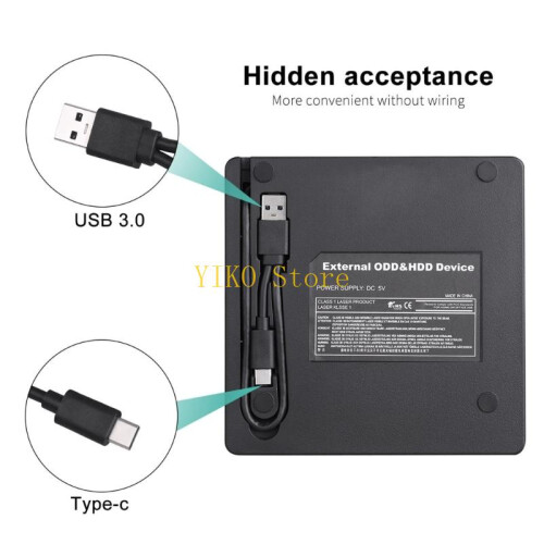 K32C Disc Reader External Drive Reader USB3.0 Type C Adapter For Multiple Devices 2