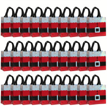 (30PCS) Christmas Gift Bag Set, Non-Woven Santa Claus Design Party Hand-Held Gift Bag,9x8.46x4.33 inches, Laser Element with