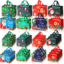 (32x25x17cm, 24) Christmas Gift Bags with Santa, Reindeer, Snowman, and "Merry Christmas" Designs,Vibrant Colors for Holiday Parties &