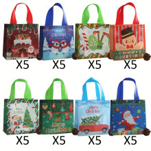 (40PCS/8 color packaging) Christmas Cartoon Gift Bags | 7.87x7.67x3.54 Inches Non-Woven Handled Bags | Santa Claus, Gingerbread, Snowflake Designs