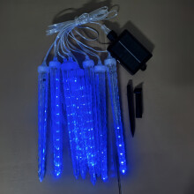(Blue) 8-Pack Solar-Powered Icicle Lights - Outdoor Christmas Decoration with Solar Charging, Auto-Cycling On/Off