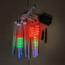 (Multicolor) 8-Pack Solar-Powered Icicle Lights - Outdoor Christmas Decoration with Solar Charging, Auto-Cycling On/Off