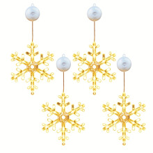 (4 PCS) Christmas Snowflake Window Lights Decorations, Hanging Snow flake Curtain Light with Suction Cup Battery Powered