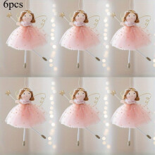(6Pcs pink) Fun Fairy Tale Angel Pendants,for Christmas Trees, Home Window Decorations, Valentine'S Day & Thanksgiving Gifts,
