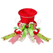 (Green) 1pc Festive Christmas Tree Topper Hat,Compressible Foldable Bow, and Sparkling Stars,for Holiday Decorations