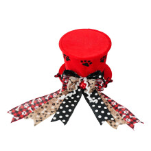 (Black and white) 1pc Festive Christmas Tree Topper Hat,Compressible Foldable Bow, and Sparkling Stars,for Holiday Decorations
