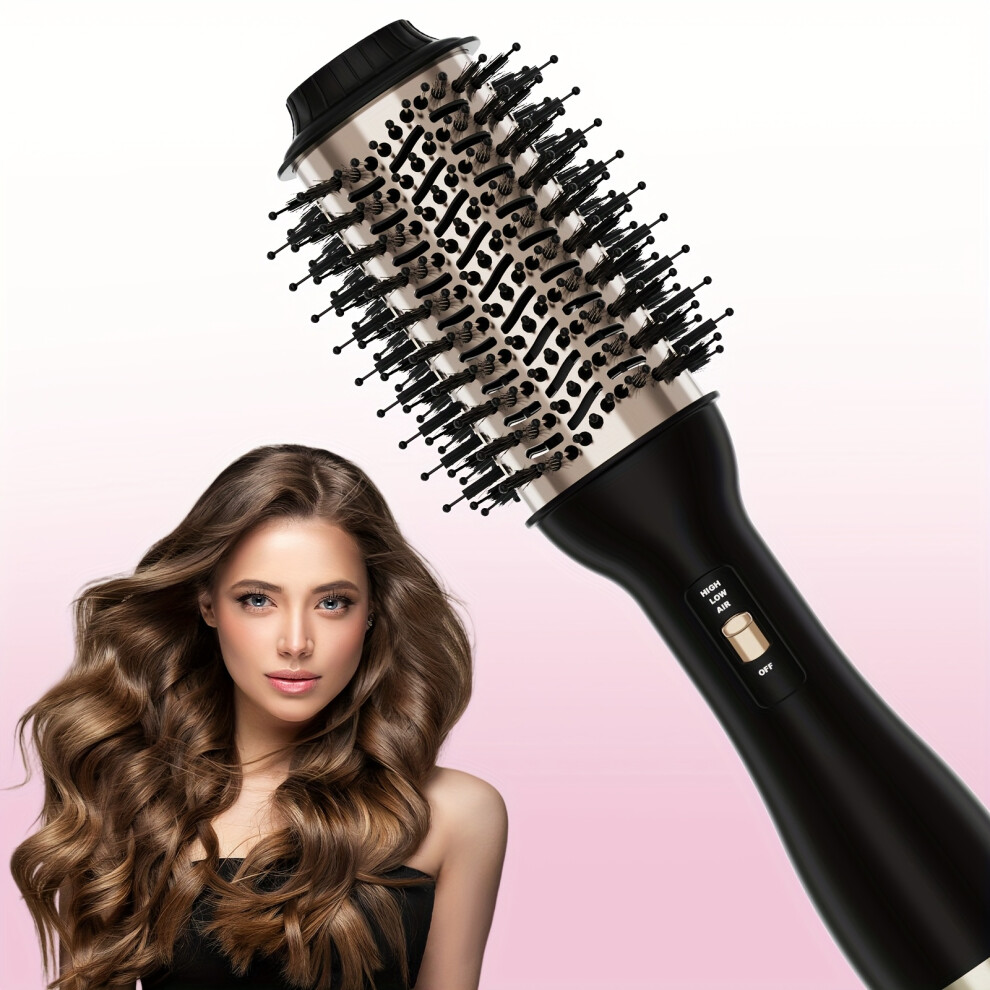 Black (Black) 4In 1 Hair Dryer And Styler Volumizer With Negative Ion Anti-Frizz Ceramic Titanium Barrel Hot Air Hair Straightener