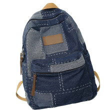 Reiserucksack Denims Patched Rucksack Schultasche-Blau
