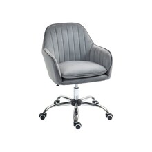 HOMCOM office chair, swivel office chair, upholstered velvet chair, gray