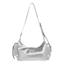 Ästhetische Punk-Nieten PU-Leder-Motorrad-Umhängetasche-Silber