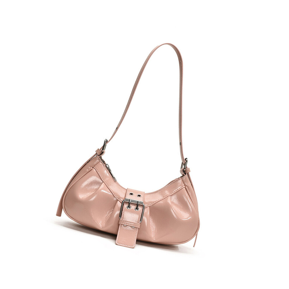 Women Armpit Bag Retro Shoulder Bag Pleated Crossbody Bag-Pink