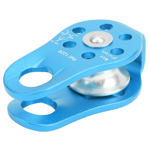 20kN Aluminum Micro Fixed Side Climbing Pulley, Blue, 8.2cm