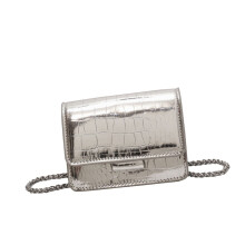 Damen-Mini-Umhängetasche aus PU-Leder, quadratische-Silber