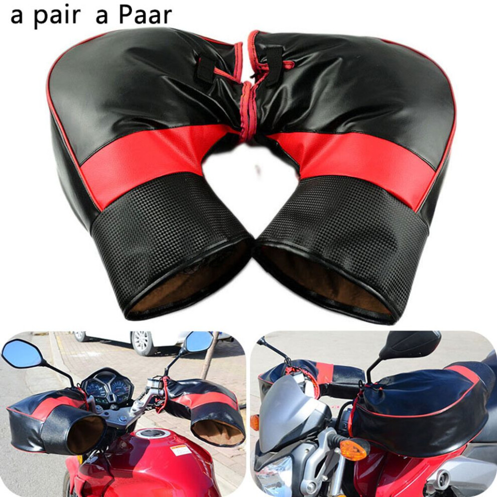 Motorcycle Warm Handlebar Gloves, Windproof Winter Thermal Cover Hands Warmer For Cold Weather Riding, Soft And Comfortable Snowmobile Cycling Gloves 9340959744619
