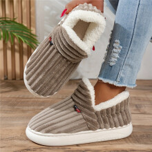 (Coffee color, 6) Damen-Winterhausschuhe mit plüschartigem Futter und dicker PU-Sohle – Slip-On-Hausschuhe für drinnen und draußen,