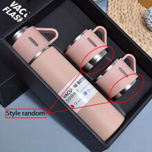 (Pink Set) 1 Set Edelstahl-Thermobecher, 500 ml/16,9 Unzen Isolierbecher mit Deckel, tragbare Flasche für heiße/kalte Getränke,