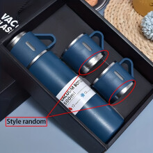 (Blue Set) 1 Set Edelstahl-Thermobecher, 500 ml/16,9 Unzen Isolierbecher mit Deckel, tragbare Flasche für heiße/kalte Getränke,