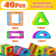 (40pcs) Magnetiske byggeklosser for barn 40/80/100 stk., Byggeleker for stammeutdanning, ABS-materiale, bedre dyrke