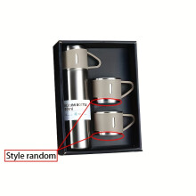 (Silvery Set) 1 Set Edelstahl-Thermobecher, 500 ml/16,9 Unzen Isolierbecher mit Deckel, tragbare Flasche für heiße/kalte Getränke,