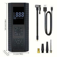 (Black) Tragbarer 150-PSI-Luftkompressor mit Reifendruckmesser und LED-Anzeige – 3-mal schnellerer One-Touch-Smart-Akku-Reifenfü