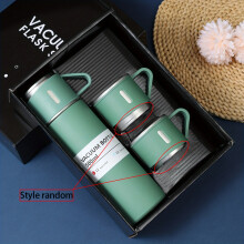 (Green Set) 1 Set Edelstahl-Thermobecher, 500 ml/16,9 Unzen Isolierbecher mit Deckel, tragbare Flasche für heiße/kalte Getränke,