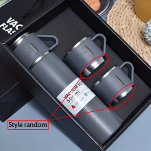 (Gray Set) 1 Set Edelstahl-Thermobecher, 500 ml/16,9 Unzen Isolierbecher mit Deckel, tragbare Flasche für heiße/kalte Getränke,