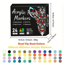 (48 colors-24 packs) Lebendige Farben, doppelseitige Acrylfarbmarker mit zwei Spitzen – schnell trocknend, hohe Qualität