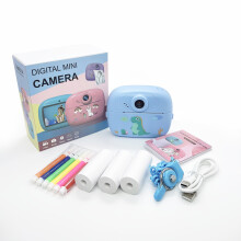 (Blue) Cámara de impresión fotográfica instantánea para niños con pantalla de 6,1 cm e impresión instantánea: cámara rosa/azul