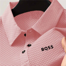 (Dark Pink, 36) Camisa de golf de secado rápido para hombre: tejido de fibra transpirable Ice Sliky, estampado geométrico, ajuste
