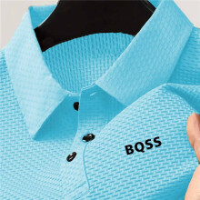 (Deep Sky Blue, 42) Schnell trocknendes Golfshirt für Herren – atmungsaktives, eisglattes Fasergewebe, geometrischer Druck, normale