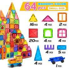 (64pcs) Magnetische Blöcke 3D-Magnetbausteine-Set |STEM-Lernspielzeug, Stapel- und Puzzle-Spielset, ideales Geburtstagsgeschenk