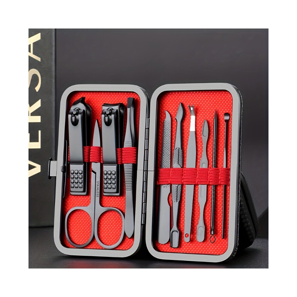 Black 10Pcs Nail Clippers Set Full Set, Nail Clippers Set, Ultra Sharp Sturdy Nail Clippers, Professional Nail Clippers