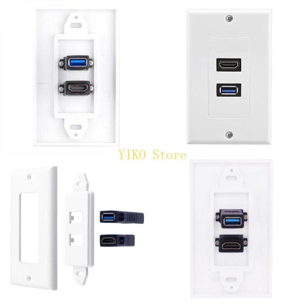 K32c Double Port Hdmis Usb Wall Plate For Home Theater Setups Face Plate Panel Cover 6935161532432