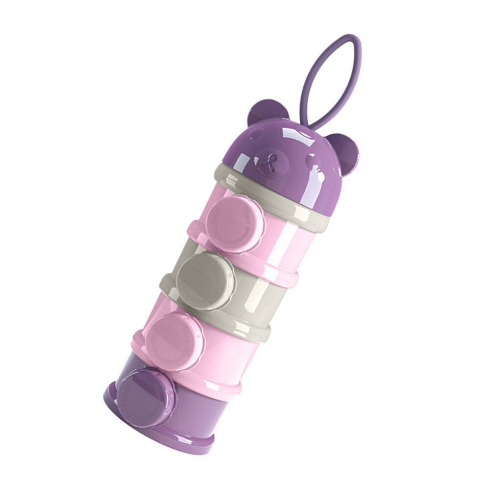 Baby Formula Dispenser 4 Layers, 60G Capacity, Portable, Purple