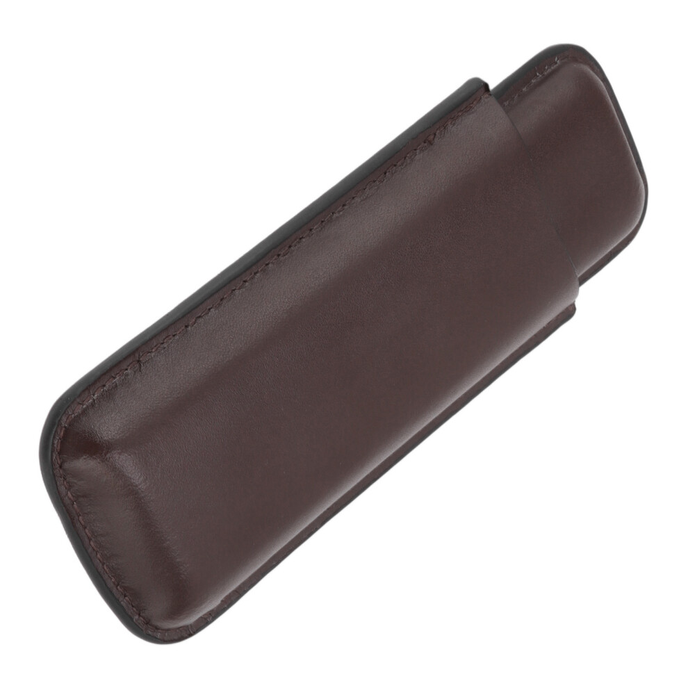 Travel-Friendly Leather Cigar Case for 2 Cigars - Deep Coffee