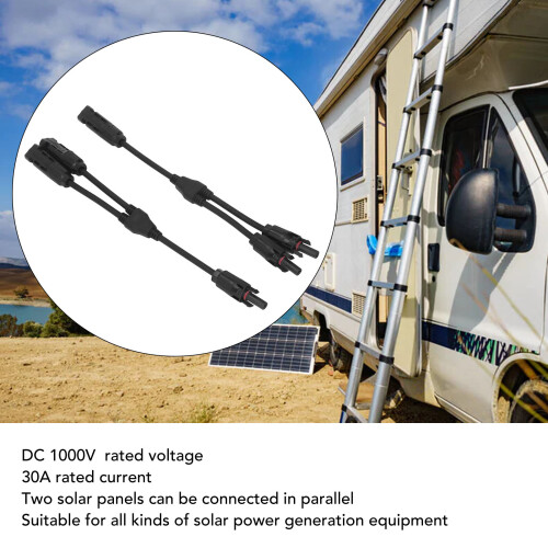 DC 1000V Solar Connector Y Branch Parallel Adapter 30.5cm Cable 2