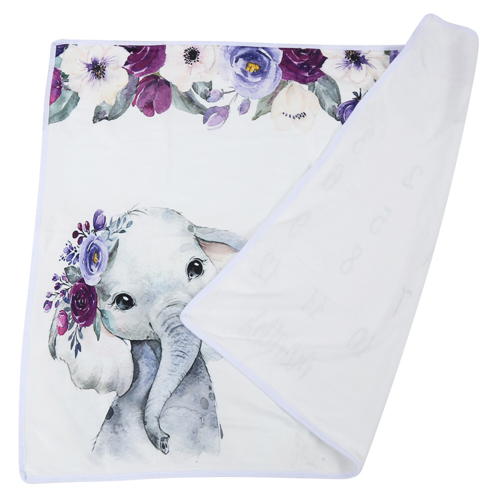 Baby Milestone Blanket Flannel Elephant Growth Chart For Infants Purple