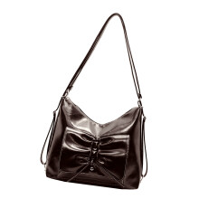 Sac à bandoulière élégant en cuir PU pour femmes et filles,-Café
