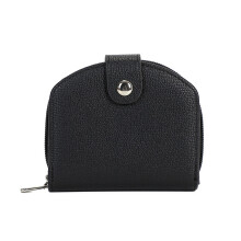 Petit portefeuille de couleur unie, porte-monnaie court en-Noir