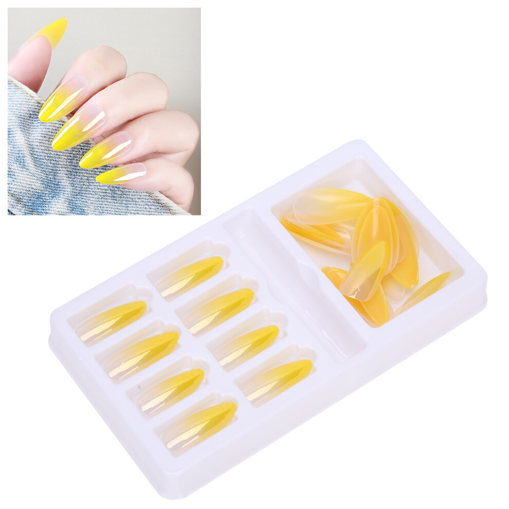 Gradient Pointed Fake Nails Set 24pcs Full Cover Colored Tips with Nail File