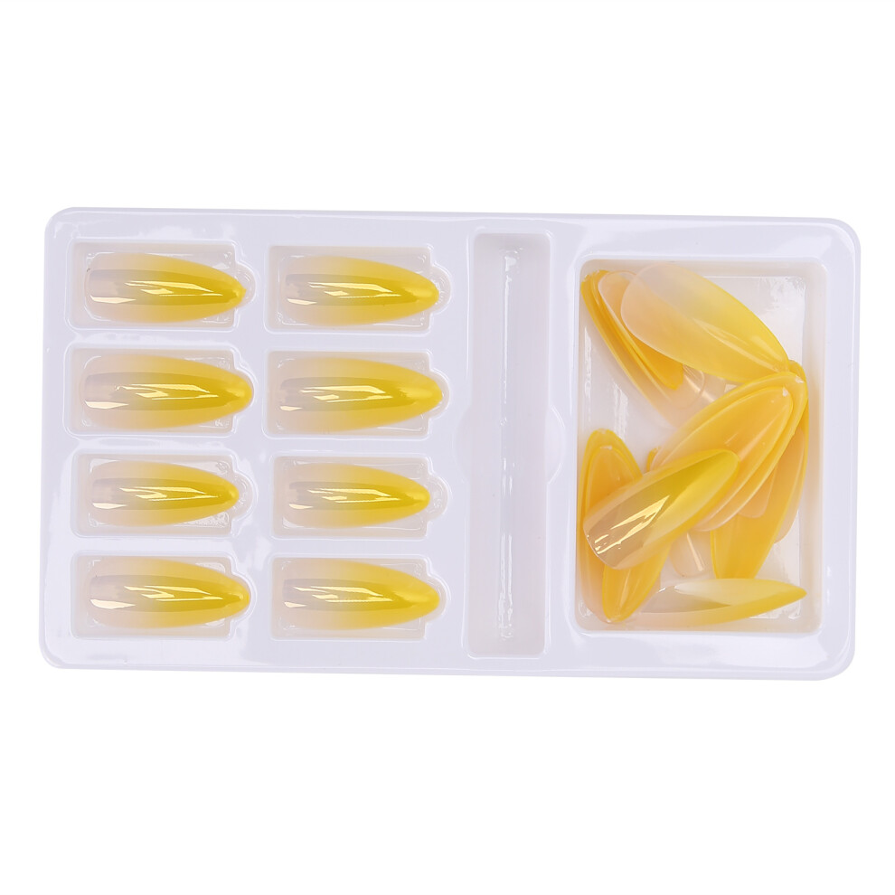Gradient Pointed Fake Nails Tips Set 24pcs, Full Cover, Bright 18F745