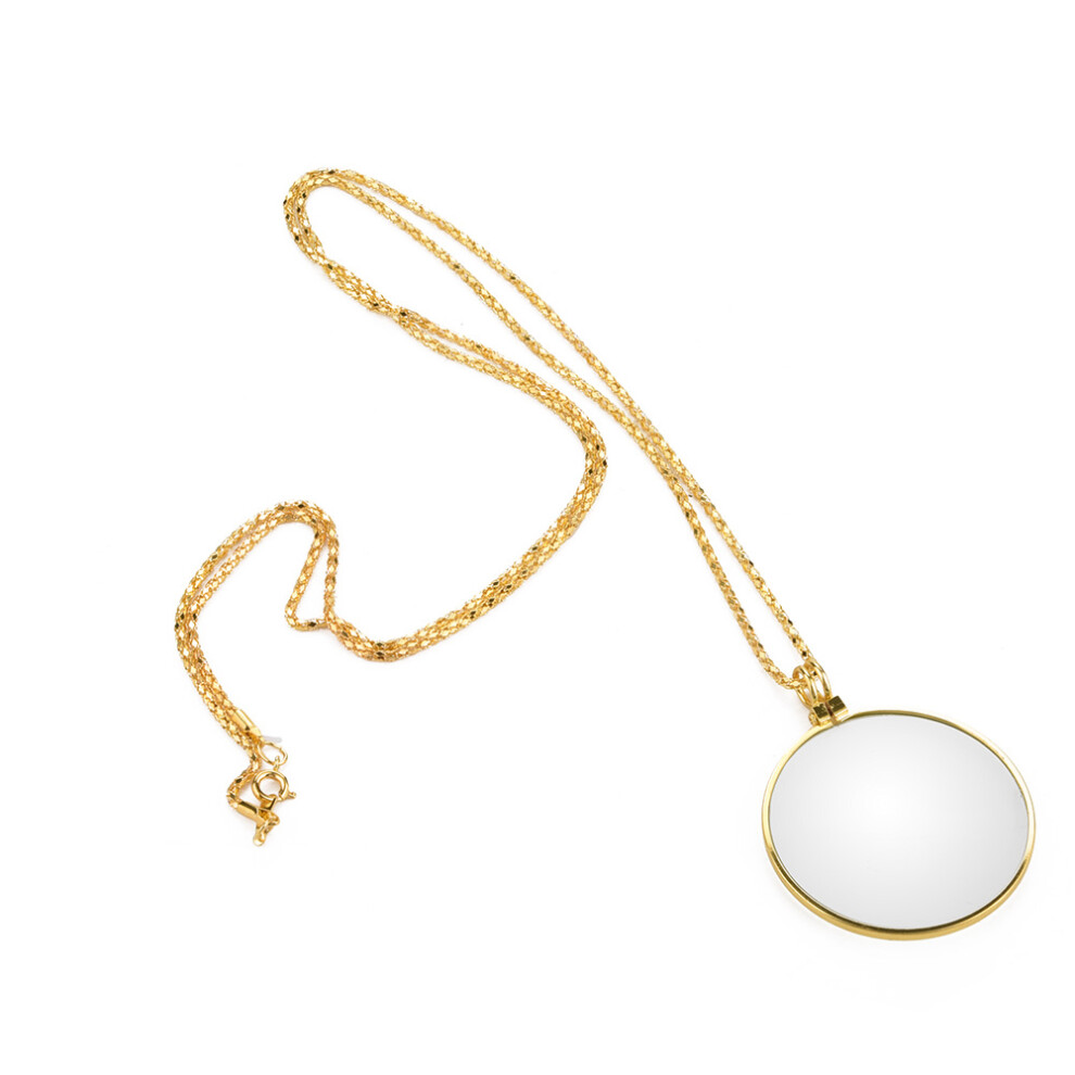 Optical Magnifier Lens, Clear Magnifying Lens 5X Magnification Portable Design for Careful Viewing, Elegant Pendant Necklace Glass Optical Magnifier