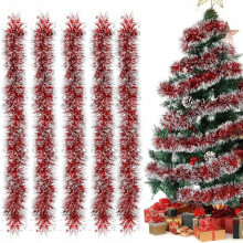 Fémes csavart girland ünnepi dekorációhoz, Tinsel girland újrafelhasználható, fényes fémes anyagból, csillogó flitter színnel, könnyen
