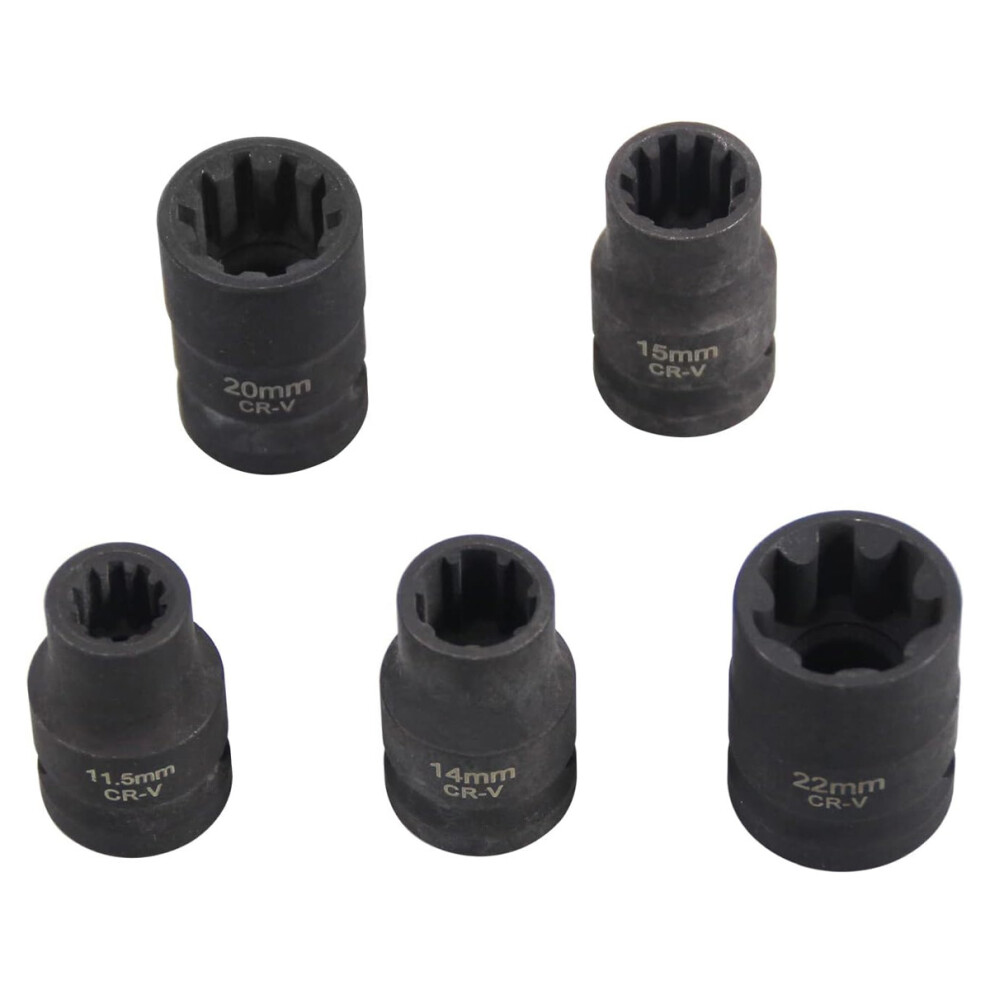 Square Drive Brake Caliper Socket Set, Comprehensive Set For Impact-Resistant Corrosion-Resistant Applications, Precision-Crafted 5Pcs Tools With 9173940314757