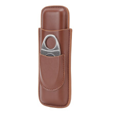 Custodia in pelle per sigari da viaggio, porta due sigari, portatile e elegante